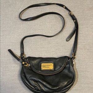 Marc by Marc Jacob’s Black and Gold Crescent Crossbody Bag with Adjustable Strap